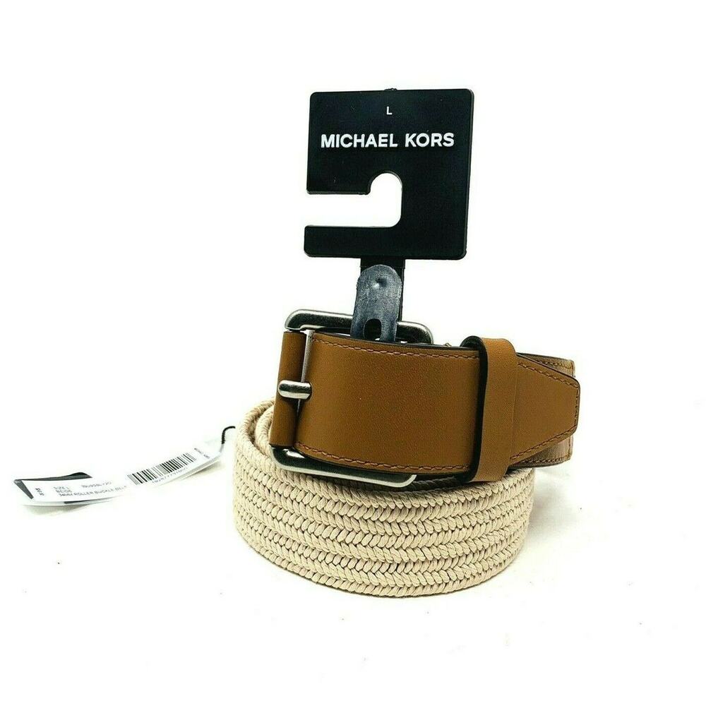 New Michael Kors Men's‎ Large Belt Beige Roller Buckle Belt Sz Large NWT